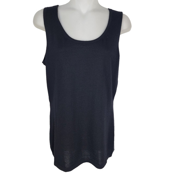 Neiman Marcus Collection Tank Top Medium Cashmere Sleeveless Pullover Black - Picture 1 of 9